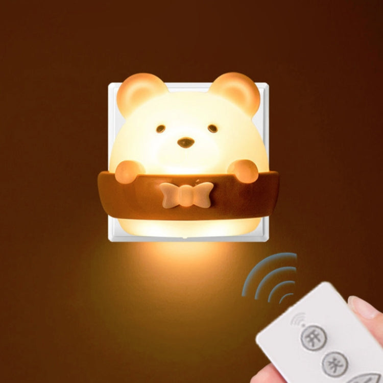 Bear Remote Control Night Light Bedside Eye Protection Wall Lamp with 3 Light Modes, CN Plug, Rechargeable