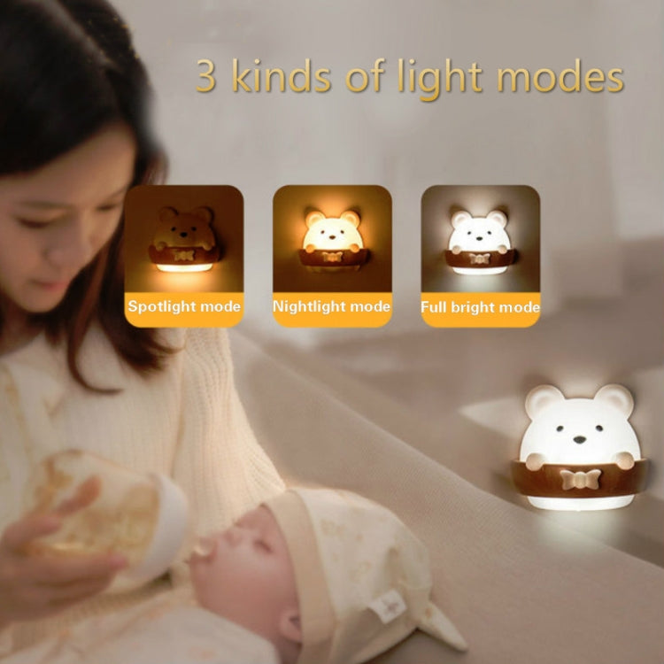 Bear Remote Control Night Light Bedside Eye Protection Wall Lamp with 3 Light Modes, CN Plug, Rechargeable