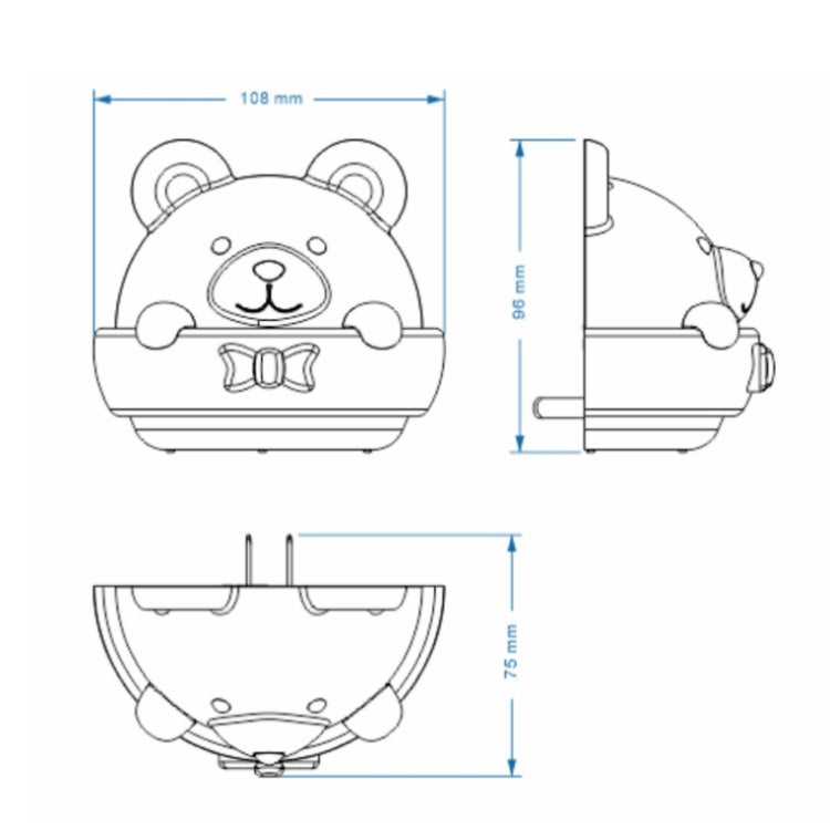 Bear Remote Control Night Light Bedside Eye Protection Wall Lamp with 3 Light Modes, CN Plug, Rechargeable
