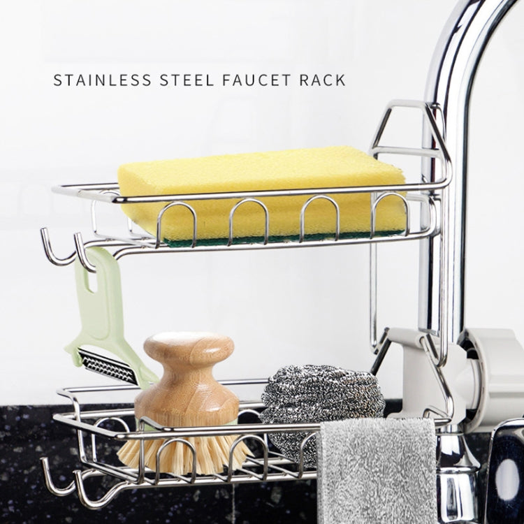 Faucet Rack Stainless Steel Perforated Free Kitchen Sink Storage Rack Rag Sponge Drain Rack, Type A, Type B, Type C