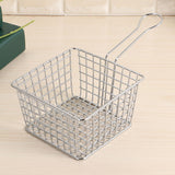 Electroplating Wrought Iron Fries Fried Basket Mini Grid Fried Food Storage Basket, Chrome