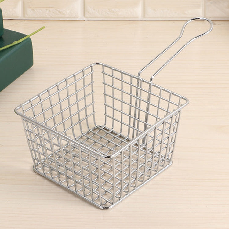 Electroplating Wrought Iron Fries Fried Basket Mini Grid Fried Food Storage Basket, Chrome