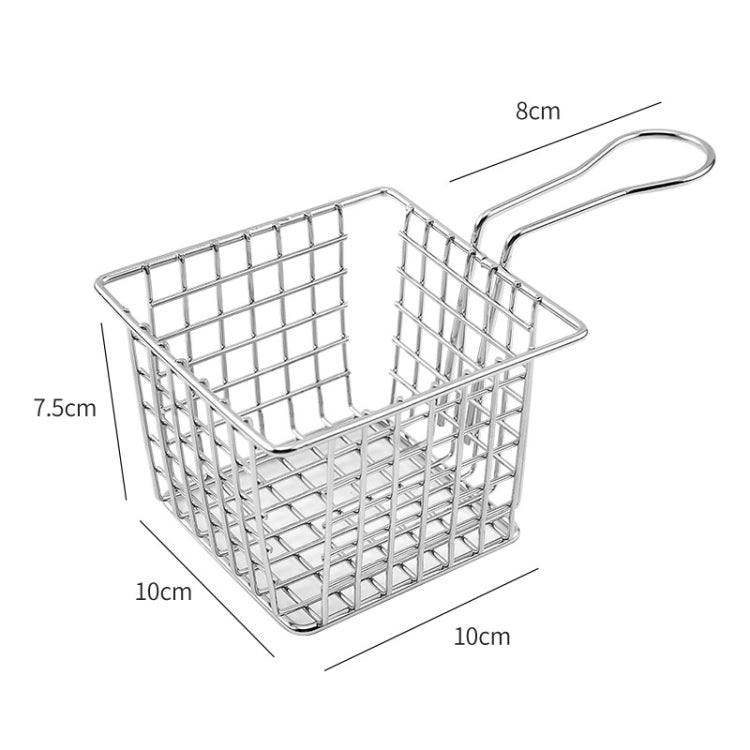 Electroplating Wrought Iron Fries Fried Basket Mini Grid Fried Food Storage Basket, Chrome