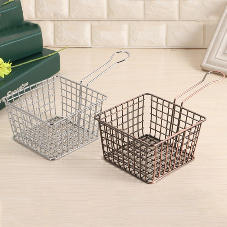 Electroplating Wrought Iron Fries Fried Basket Mini Grid Fried Food Storage Basket, Chrome