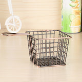 Electroplating Wrought Iron Fries Fried Basket Mini Grid Fried Food Storage Basket, Chrome