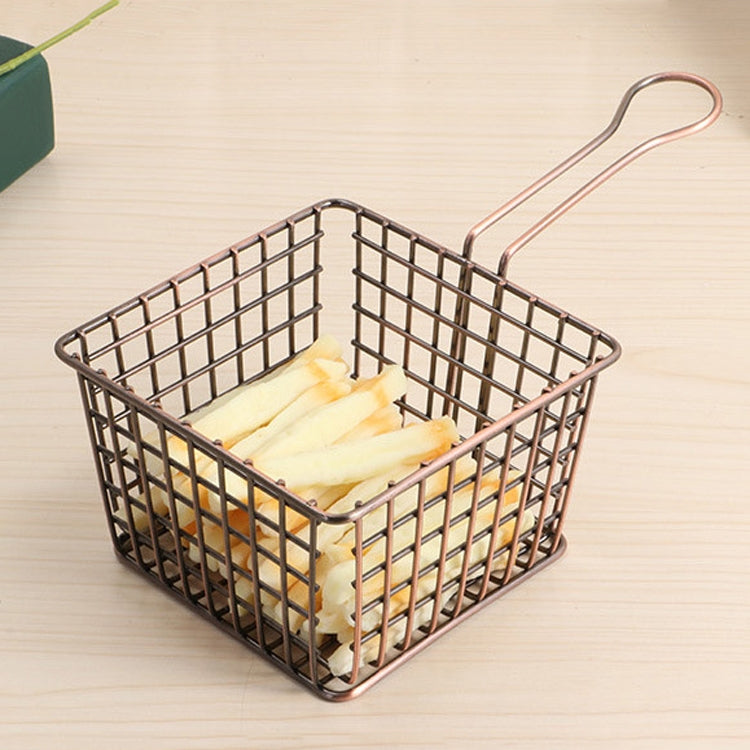 Electroplating Wrought Iron Fries Fried Basket Mini Grid Fried Food Storage Basket, Chrome