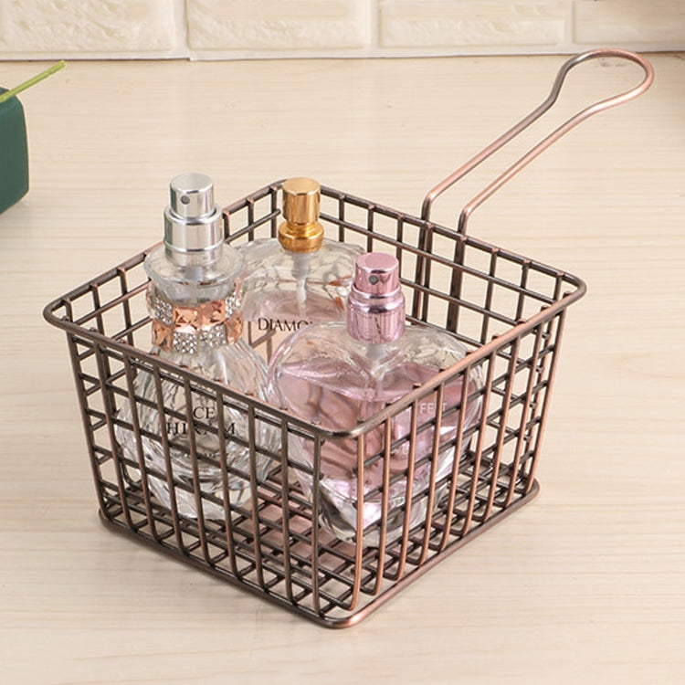 Electroplating Wrought Iron Fries Fried Basket Mini Grid Fried Food Storage Basket, Chrome