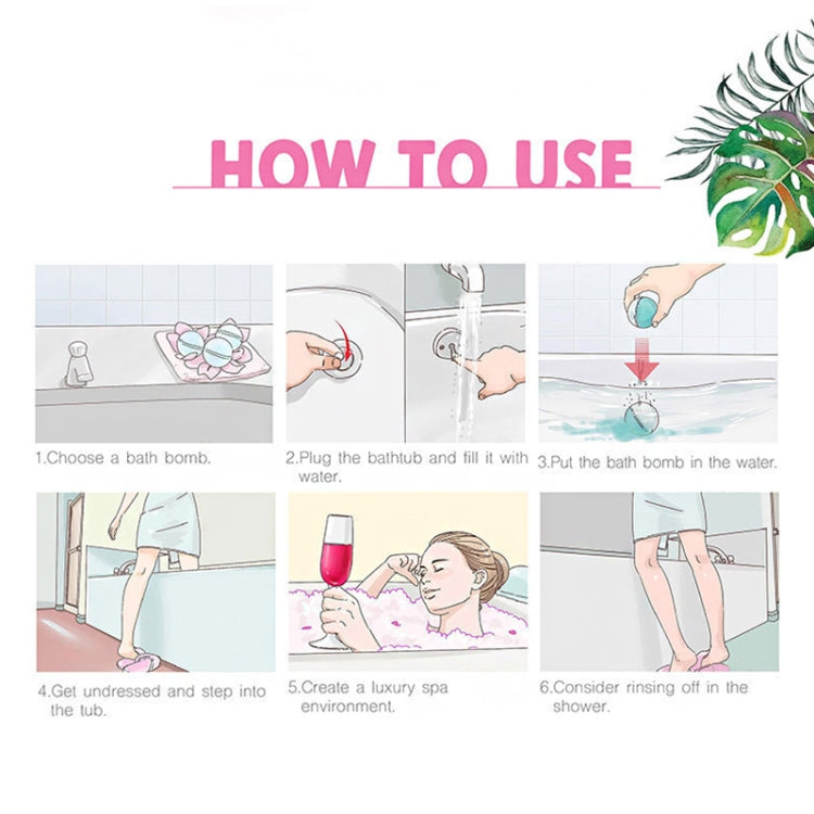 3 PCS 10g Natural Bubble Shower Bombs Ball Bath Salt Body Essential Oil Bath Ball, Green, Blue, Purple, Red, Yellow, Pink