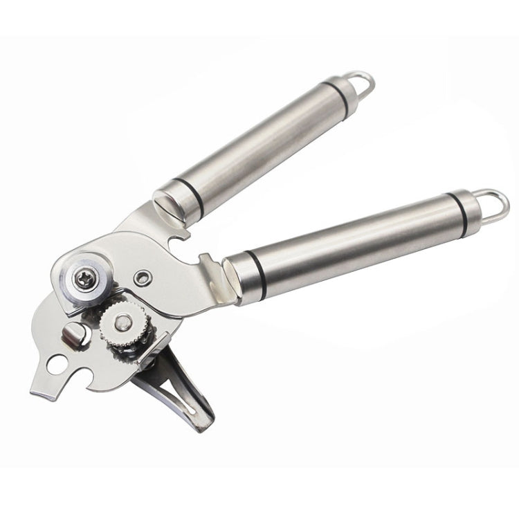 3 in 1 Thickened 304 Stainless Steel Manual Powerful Multifunctional Bottle Opener, Silver + Black Stripe