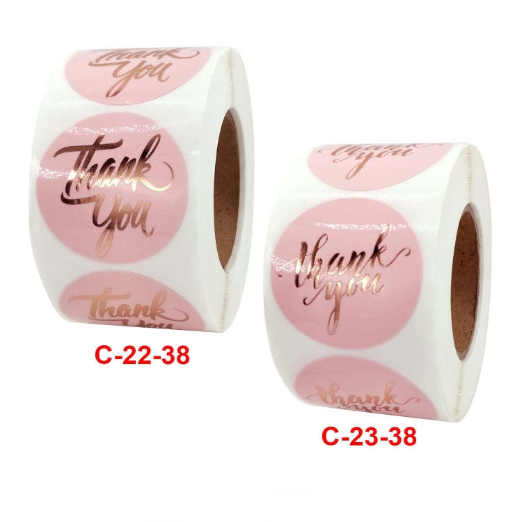 2 PCS Water Pink Hot Stamping Thank You Sticker Envelope Gift Decoration, C-22-38, C-23-38