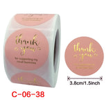 Roll Pink Hot Stamping Thank You Sticker Self-Adhesive Film Sticker Envelope/Holiday Gift Decoration, C-06-38, C-07-38, C-08-38, C-09-38