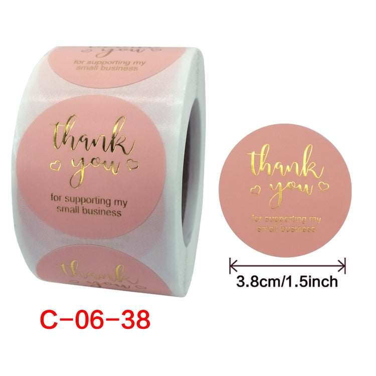 Roll Pink Hot Stamping Thank You Sticker Self-Adhesive Film Sticker Envelope/Holiday Gift Decoration, C-06-38, C-07-38, C-08-38, C-09-38