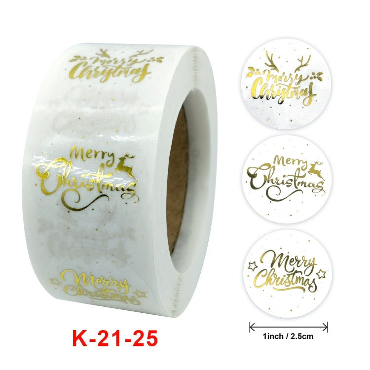 3 PCS Roll TransparentHot Gold Stickers Christmas Stickers Holiday Gift Stickers, K-21-25, K-25-25