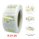 3 PCS Roll TransparentHot Gold Stickers Christmas Stickers Holiday Gift Stickers, K-21-25, K-25-25