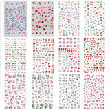 10pcs 3D Adhesive Butterfly Retro Rose Color Nail Art Sticker