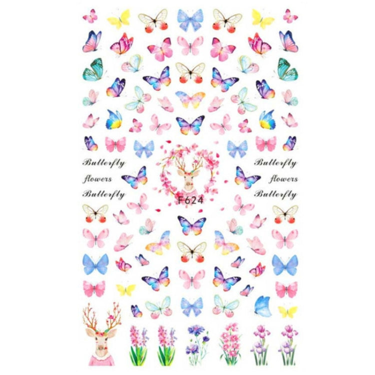 10pcs 3D Adhesive Butterfly Retro Rose Color Nail Art Sticker F-624