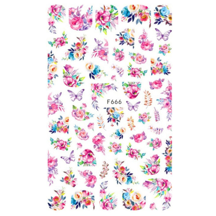 10pcs 3D Adhesive Butterfly Retro Rose Color Nail Art Sticker F-666