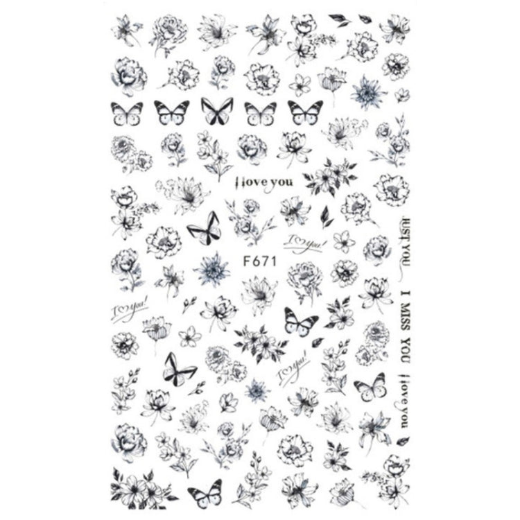 10pcs 3D Adhesive Butterfly Retro Rose Color Nail Art Sticker F-671