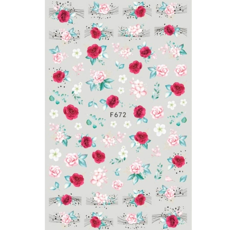 10pcs 3D Adhesive Butterfly Retro Rose Color Nail Art Sticker F-672