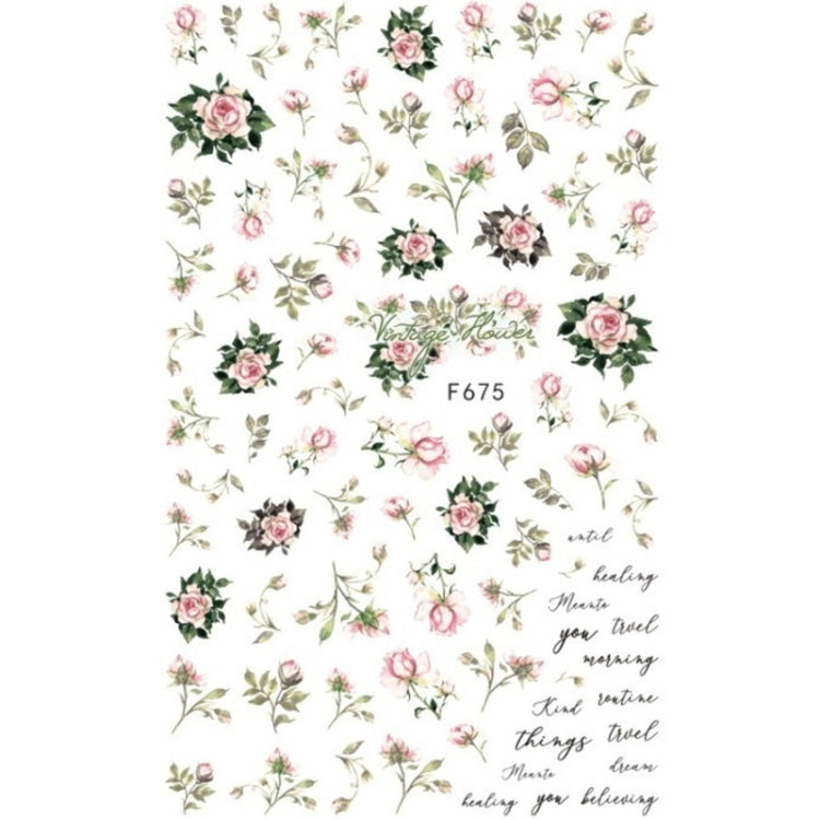 10pcs 3D Adhesive Butterfly Retro Rose Color Nail Art Sticker F-675