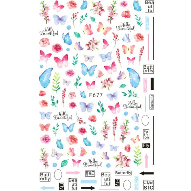 10pcs 3D Adhesive Butterfly Retro Rose Color Nail Art Sticker F-677