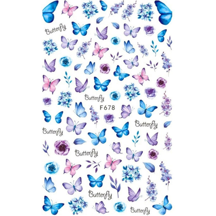 10pcs 3D Adhesive Butterfly Retro Rose Color Nail Art Sticker F-678