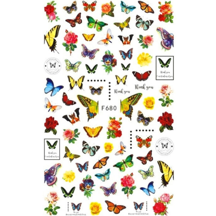 10pcs 3D Adhesive Butterfly Retro Rose Color Nail Art Sticker F-680