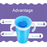 360 Degrees Rotated Baby Learning Drinking Cup With Double Handle Flip