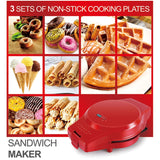 3-in-1 Multi-Function Eleictric Baking Pan Breakfast Maker Donut Sandwich Waffle Maker Pizza Maker, EU Plug, 3-in-1 Multi-Function Waffle Maker