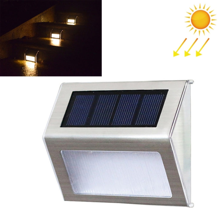 2PCS Solar Stainless Steel 3 LED Stair Wall Lamp Outdoor Garden Fence Light, 3 LED / 2 PCS 3 LED 2 PCS Warm Light