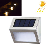 2PCS Solar Stainless Steel 3 LED Stair Wall Lamp Outdoor Garden Fence Light, 3 LED / 2 PCS 3 LED 2 PCS Warm Light