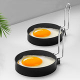 2-Pack Egg Ring Iron Spray Non-Stick Round Omelette Model Omelette Mold with Brush, 4-Pack
