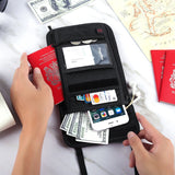 Travel Storage Messenger Passport Bag Multifunctional RFID Anti-Theft Hanging Neck Document Bag Card Bag, 21x16cm