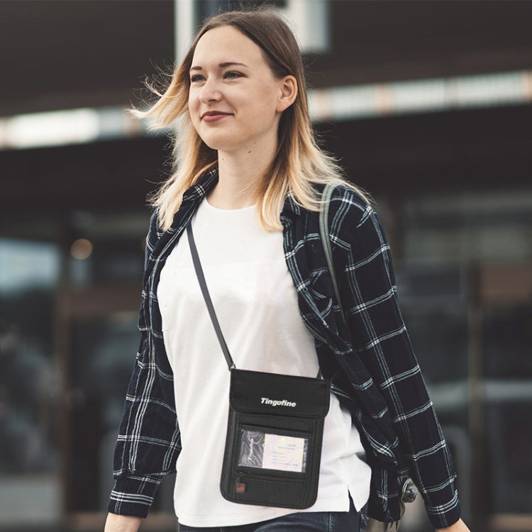 Travel Storage Messenger Passport Bag Multifunctional RFID Anti-Theft Hanging Neck Document Bag Card Bag, 21x16cm