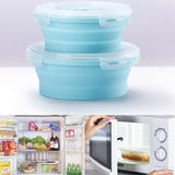Microwave Portable Folding Lunch Box Round Silicone Lunch Box Random Colour Delivery, Capacity:350ml, 350ml, 500ml, 800ml, 1200ml