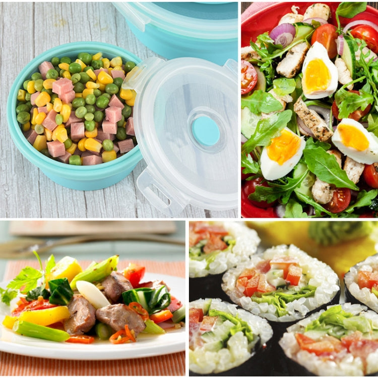 Microwave Portable Folding Lunch Box Round Silicone Lunch Box Random Colour Delivery, Capacity:350ml, 350ml, 500ml, 800ml, 1200ml