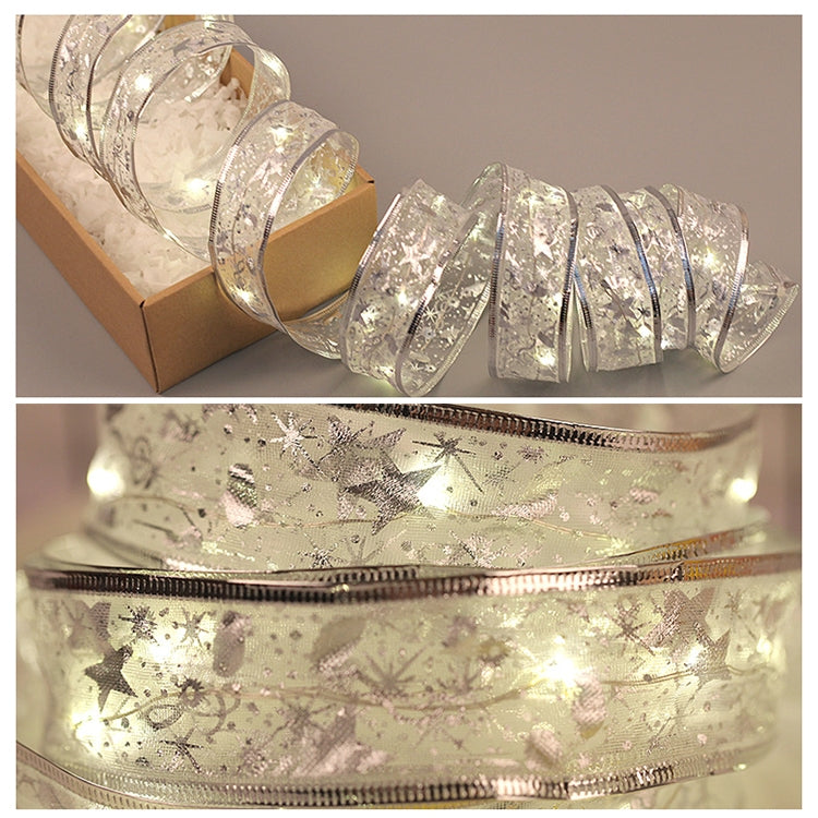 4m 40LEDs Gift Decoration Ribbon Light String LED Copper Wire Ribbon Christmas Tree Top Bowknot Light, Warm White Light, White Light, Colorful Light