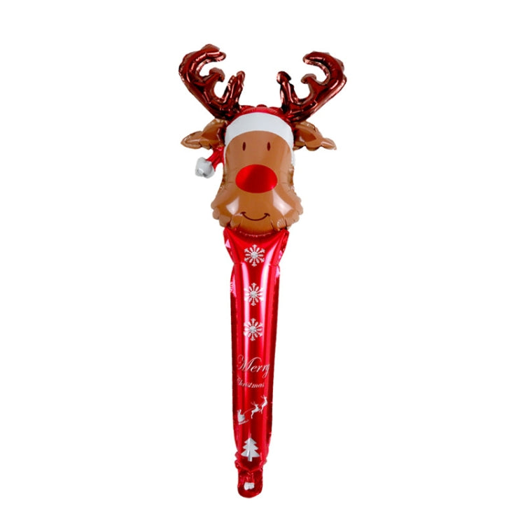 20 PCS 24 Inch Christmas Inflatable Stick Cane Candy Elk Head Handheld Balloon Aluminum Film Material Decoration Balloon, Crutch, Deer Head Deer Head
