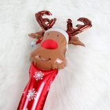 20 PCS 24 Inch Christmas Inflatable Stick Cane Candy Elk Head Handheld Balloon Aluminum Film Material Decoration Balloon, Crutch, Deer Head