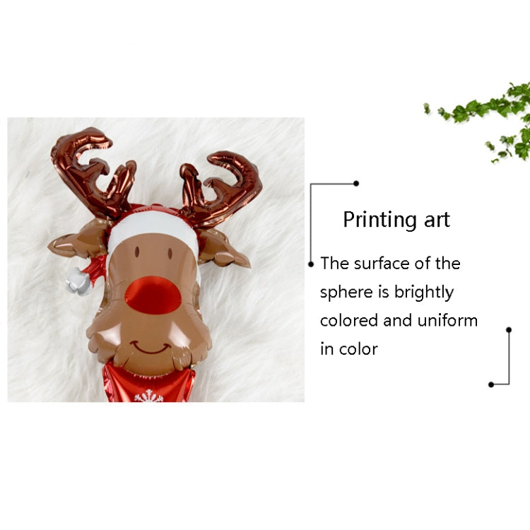 20 PCS 24 Inch Christmas Inflatable Stick Cane Candy Elk Head Handheld Balloon Aluminum Film Material Decoration Balloon, Crutch, Deer Head