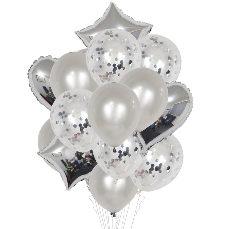 1 Set 18 Inch Aluminum Pearl Sequins Balloon Set Party Decoration Holiday Decoration Silver