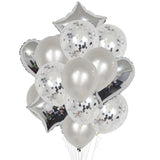 1 Set 18 Inch Aluminum Pearl Sequins Balloon Set Party Decoration Holiday Decoration Silver