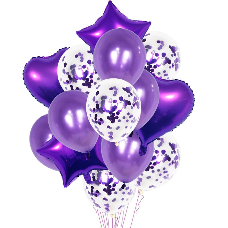 1 Set 18 Inch Aluminum Pearl Sequins Balloon Set Party Decoration Holiday Decoration Purple