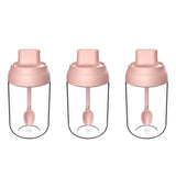 3 PCS Macaron Ribbon Moisture-Proof Lid Spoon One Seasoning Jar Glass Seasoning Bottle with Label, Seasoning Bottle, Honey Bottle, Brush Oil Bottle