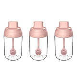 3 PCS Macaron Ribbon Moisture-Proof Lid Spoon One Seasoning Jar Glass Seasoning Bottle with Label, Seasoning Bottle, Honey Bottle, Brush Oil Bottle