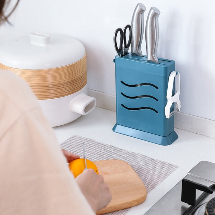 Kitchen Multifunctional Three-Hole Invisible Knife Holder Hollow Drain Kitchenware Storage Rack