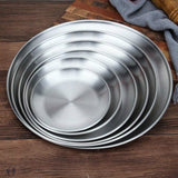 Stainless Steel Thickened Round Plate Cafe Tray Fruit Cake Plate Bone Plate Dish Shallow Plate, 14cm Brushed Matte Silver, 17cm Brushed Matte Silver, 20cm Brushed Matte Silver, 23cm Brushed Matte Silver, 26cm Brushed Matte Silver                       ...