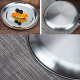 Stainless Steel Thickened Round Plate Cafe Tray Fruit Cake Plate Bone Plate Dish Shallow Plate, 14cm Brushed Matte Silver, 17cm Brushed Matte Silver, 20cm Brushed Matte Silver, 23cm Brushed Matte Silver, 26cm Brushed Matte Silver                       ...