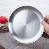 Stainless Steel Thickened Round Plate Cafe Tray Fruit Cake Plate Bone Plate Dish Shallow Plate, 14cm Brushed Matte Silver, 17cm Brushed Matte Silver, 20cm Brushed Matte Silver, 23cm Brushed Matte Silver, 26cm Brushed Matte Silver                       ...