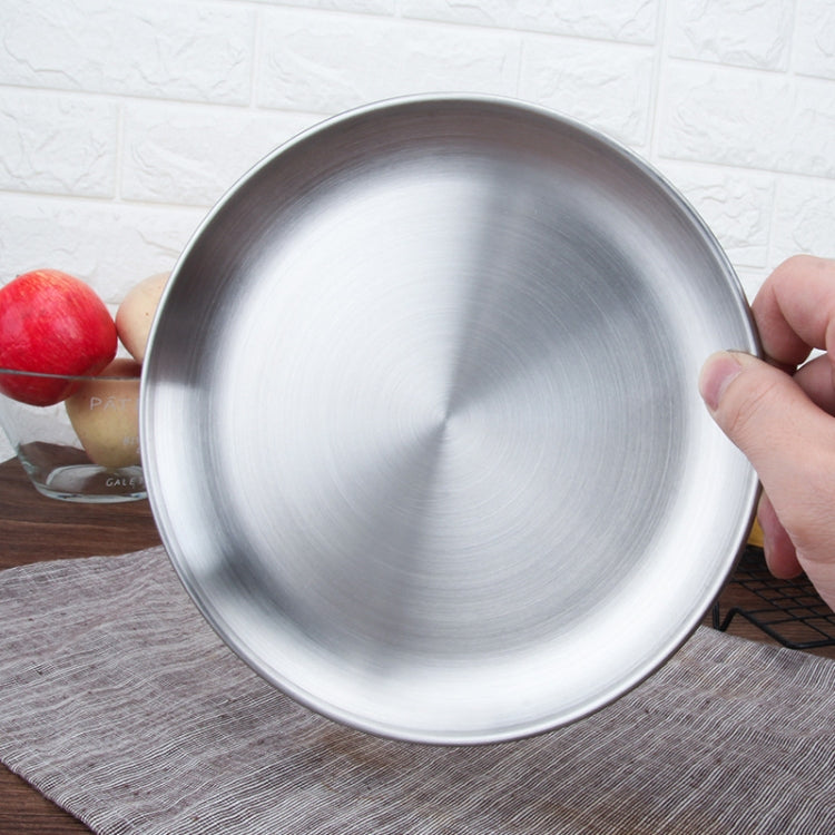 Stainless Steel Thickened Round Plate Cafe Tray Fruit Cake Plate Bone Plate Dish Shallow Plate, 14cm Brushed Matte Silver, 17cm Brushed Matte Silver, 20cm Brushed Matte Silver, 23cm Brushed Matte Silver, 26cm Brushed Matte Silver                       ...